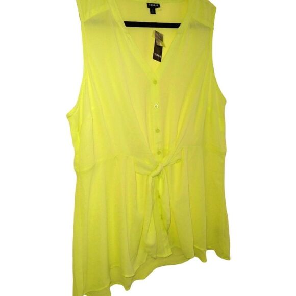 TORRID Plus Size Sheer Neon Lime Sleeveless Georgette Peplum blouse 2X - Picture 4 of 14